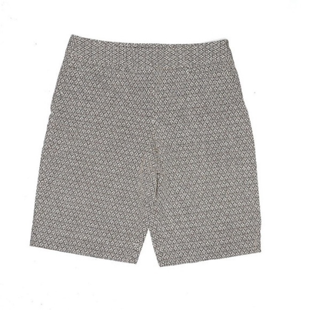 Talbots 14‎ tan/white boho pattern cotton/spandex blend Bermuda shorts